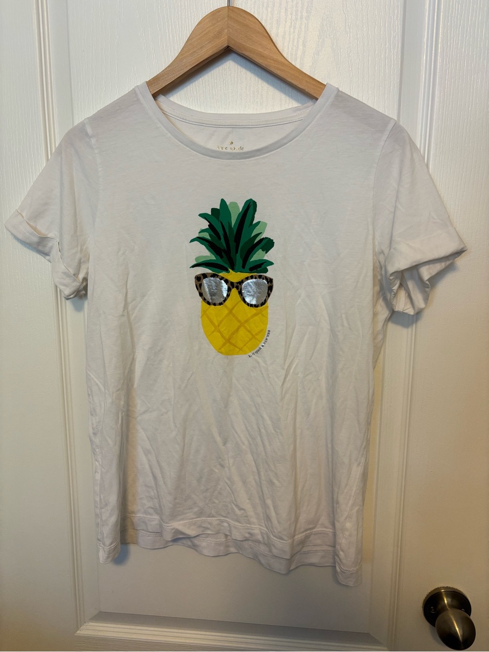 Kate Spade White Pineapple Graphic Tee with Sunglasses